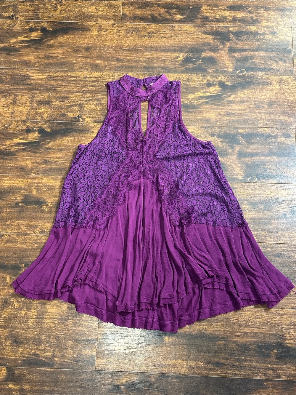 ✨Free People Purple Lace Tunic Top M Boho Whimsigoth Romantic 💜